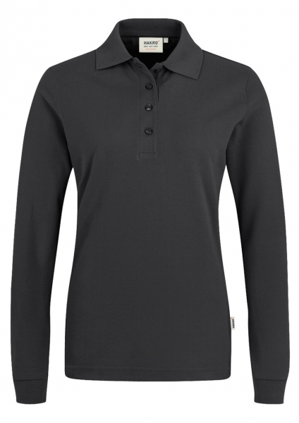 HAKRO-Damen-Longsleeve-Poloshirt, Performance, karbongrau