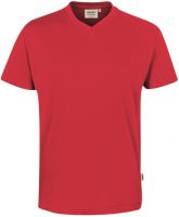 HAKRO-T-Shirt, Arbeits-Berufs-Shirt, V-Ausschnitt Classic, rot