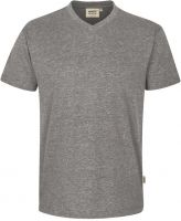 HAKRO-T-Shirt, Arbeits-Berufs-Shirt, V-Ausschnitt Classic, grau-meliert