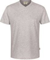HAKRO-T-Shirt, Arbeits-Berufs-Shirt, V-Ausschnitt Classic, ash-meliert
