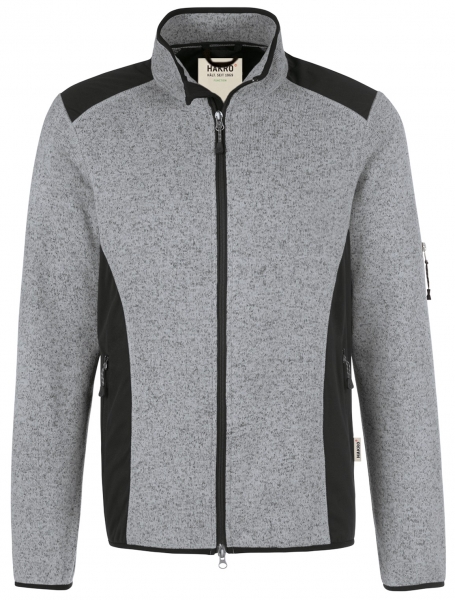 HAKRO-Damen-Strick-Fleece-Arbeits-Berufs-Jacke, Churchill, 280 g / m², grau meliert