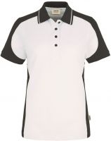 HAKRO-Damen-Poloshirt, Women-Arbeits-Berufs-Polo-Shirt, Contrast Performance, wei