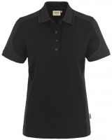 HAKRO-Damen-Poloshirt, Women-Arbeits-Berufs-Polo-Shirt, Contrast Performance, schwarz