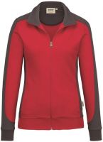 HAKRO-Damen-Sweat-Jacke, Contrast, Performance, 300 g / m, rot