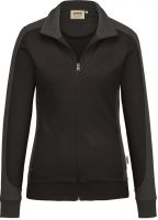 HAKRO-Damen-Sweat-Jacke, Contrast, Performance, 300 g / m, schwarz