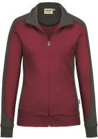 HAKRO-Damen-Sweatjacke, Contrast, Performance, 300 g / m, weinrot