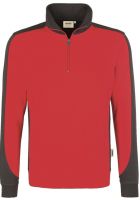 HAKRO-Zip-Sweatshirt, Arbeits-Berufs-Shirt, Contrast Performance, rot