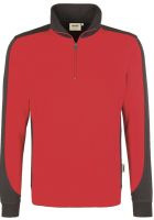 HAKRO-Zip-Sweatshirt, Arbeits-Berufs-Shirt, Contrast Performance, rot