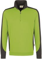 HAKRO-Zip-Sweatshirt, Arbeits-Berufs-Shirt, Contrast Performance, kiwi