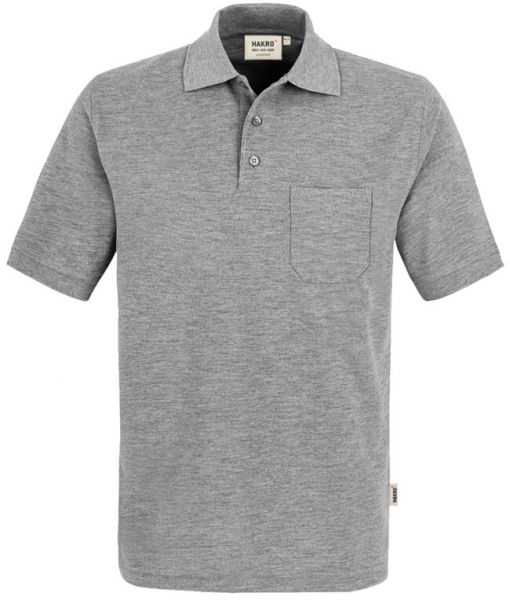 HAKRO-Pocket-Poloshirt, Arbeits-Berufs-Polo-Shirt, Top, grau-meliert