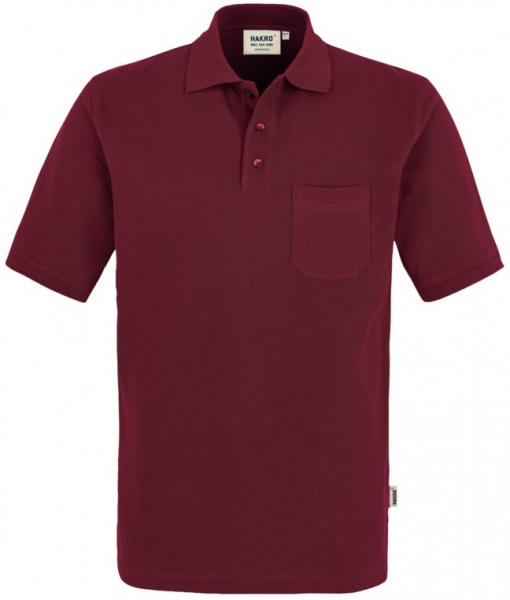 HAKRO-Pocket-Poloshirt, Arbeits-Berufs-Polo-Shirt, Top, weinrot
