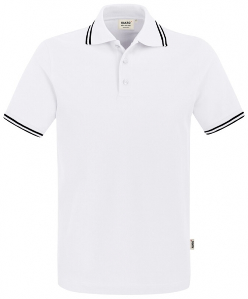 HAKRO-Poloshirt, Arbeits-Berufs-Polo-Shirt, Twin-Stripe, wei