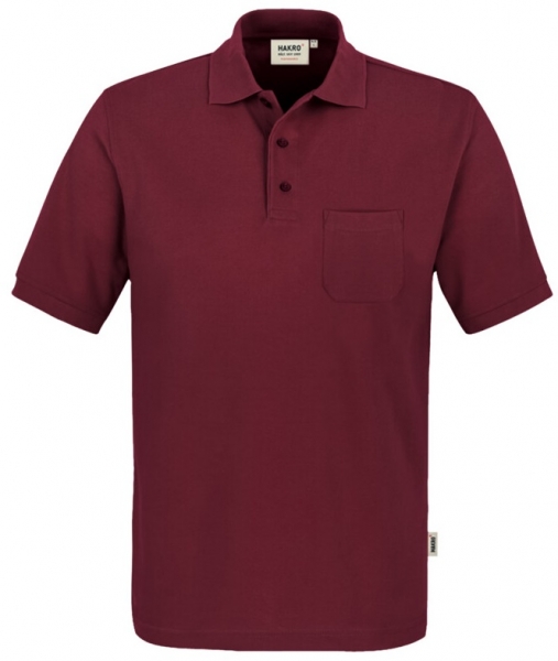 HAKRO-Pocket-Poloshirt, Arbeits-Berufs-Polo-Shirt, Performance, weinrot