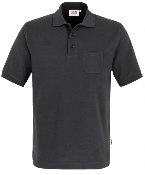 HAKRO-Pocket-Poloshirt, Performance, karbongrau