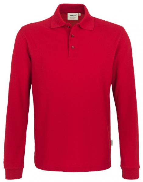 HAKRO-Longsleeve-Poloshirt, Arbeits-Berufs-Polo-Shirt, Performance, rot