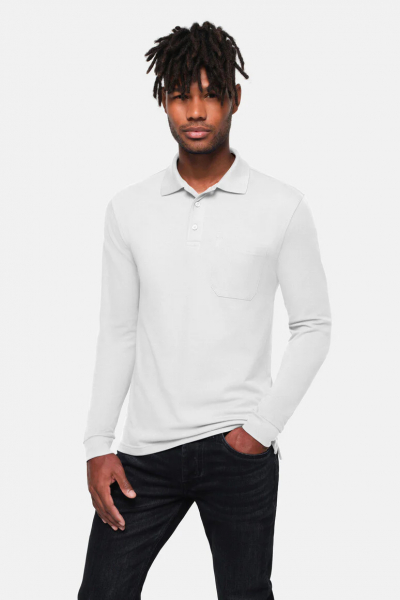 HAKRO-Pocket-Longsleeve-Polo, wei