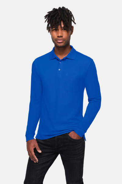 HAKRO-Pocket-Longsleeve-Polo, royalblau