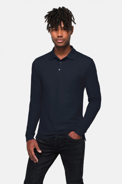 HAKRO-Pocket-Longsleeve-Polo, titan