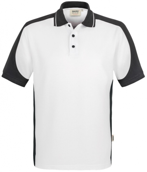 HAKRO-Poloshirt, Arbeits-Berufs-Polo-Shirt, Contrast Performance, wei