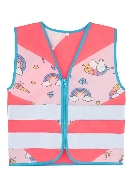 KORNTEX-Kinder Warnweste Action Fantasy, CO2 Neutral, Pink/Einhorn