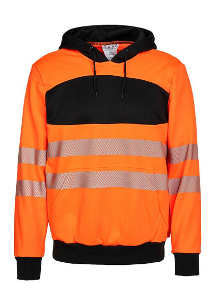 KORNTEX-EOS Hi-Vis Hoodie mit schwarzer Brustpartie, signal-orange/schwarz