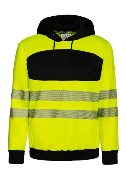 KORNTEX-EOS Hi-Vis Hoodie mit schwarzer Brustpartie, signal-gelb/schwarz