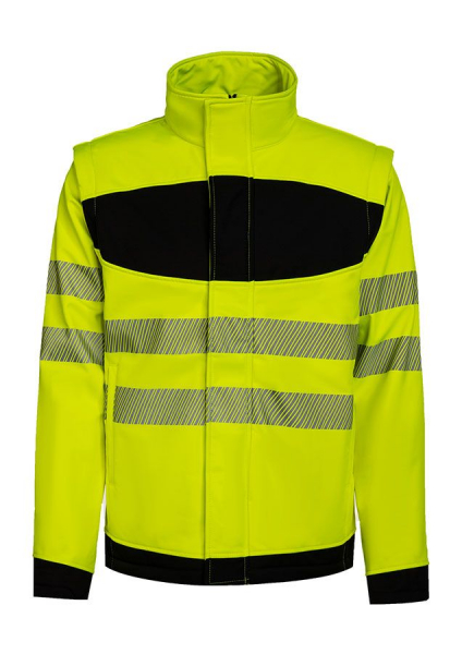 KORNTEX-EOS Hi-Vis Softshell-Jacke mit schwarzer Brustpartie, signal-gelb/schwarz
