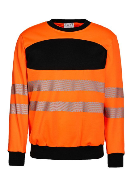 KORNTEX-EOS Hi-Vis Sweatshirt mit schwarzer Brustpartie, signal-orange/schwarz