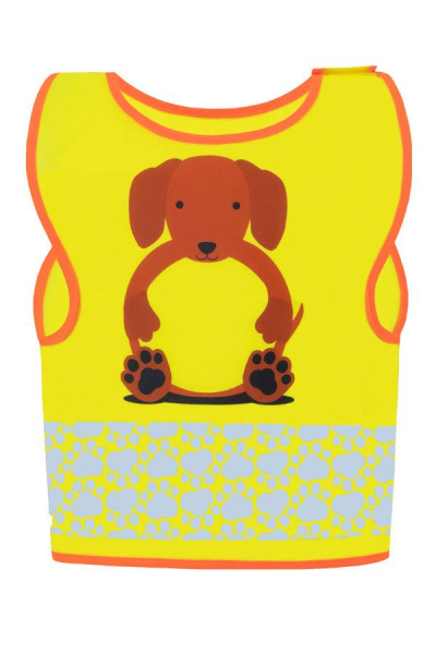 KORNTEX-Kinder Warnweste Funtastic Wildlife, CO2 Neutral, signal-gelb/Hund
