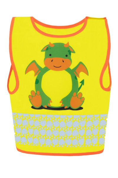 KORNTEX-Kinder Warnweste Funtastic Wildlife, CO2 Neutral, signal-gelb/Drache