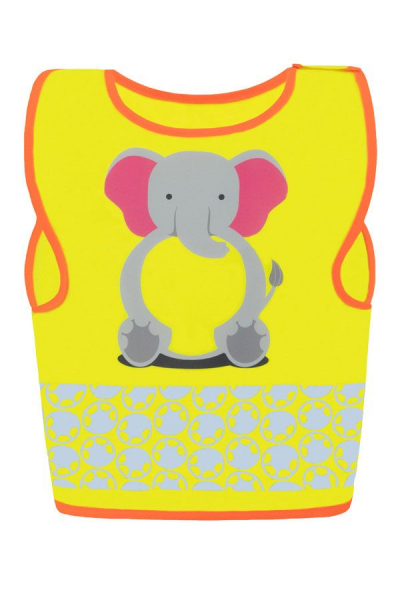 KORNTEX-Kinder Warnweste Funtastic Wildlife, CO2 Neutral, signal-gelb/Elefant