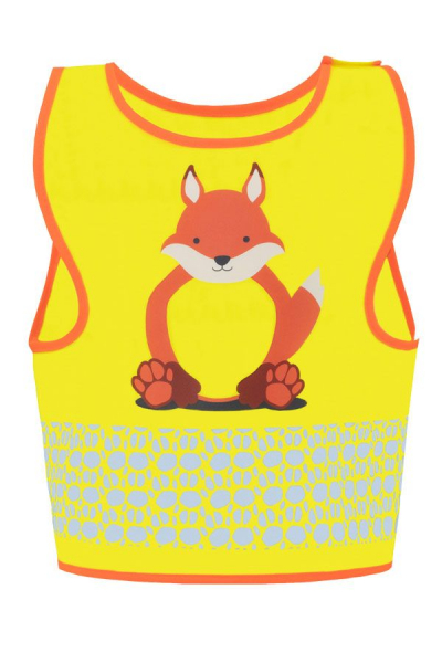 KORNTEX-Kinder Warnweste Funtastic Wildlife, CO2 Neutral, signal-gelb/Fuchs