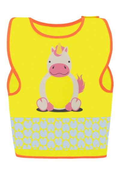 KORNTEX-Kinder Warnweste Funtastic Wildlife, CO2 Neutral, signal-gelb/Einhorn