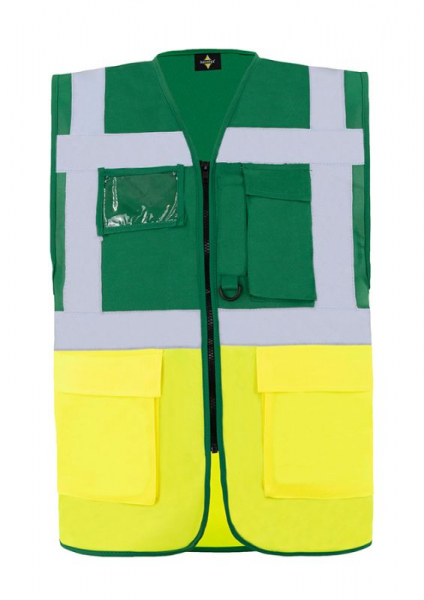 KORNTEX-Comfort Executive Multifunctional Safety Weste Hamburg, waldgrn/signal gelb
