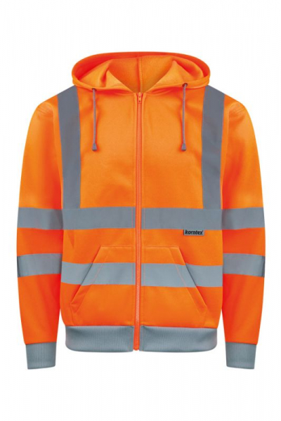 KORNTEX-Hi-Vis Zipper Hoodie, Galway, Farbe: signal-orange