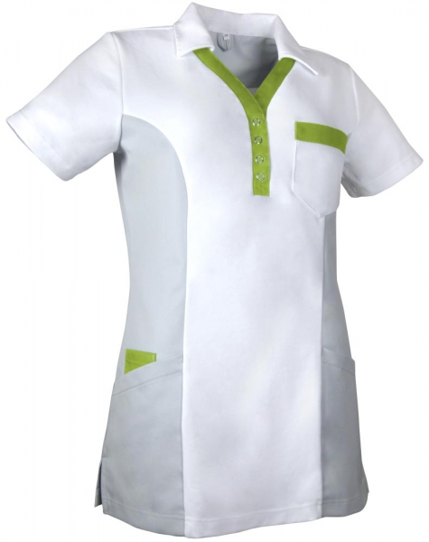 Teamdress-Service, Damen-Polokasack, weiß/grau/kiwigün