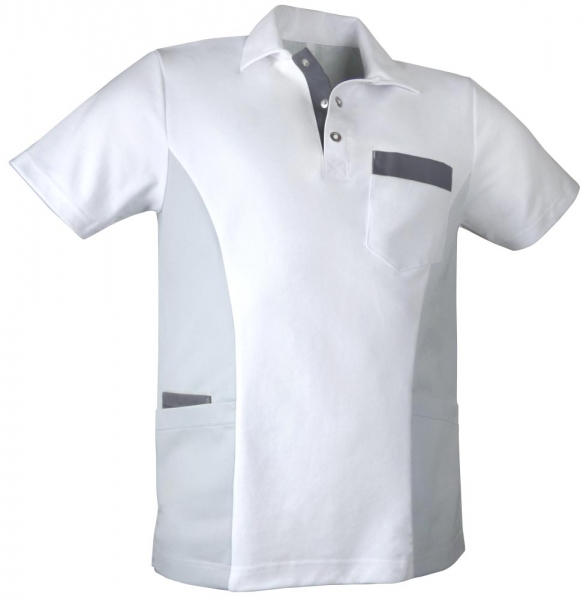 Teamdress-Service, Herren-Polokasack, weiß/grau/dunkelgrau