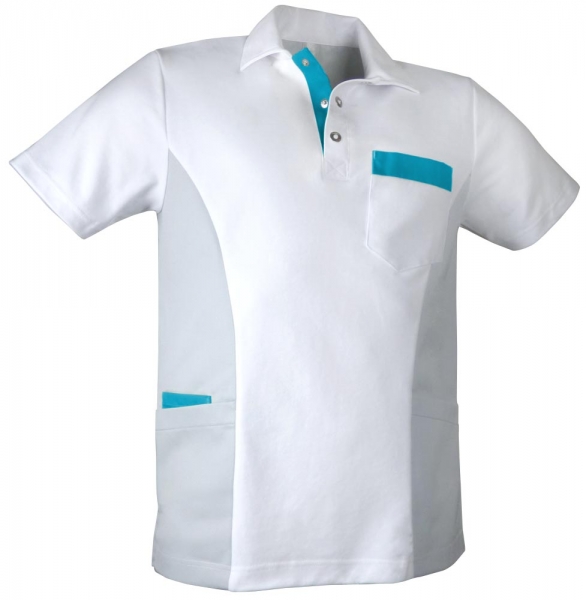 Teamdress-Service, Herren-Polokasack, weiß/grau/türkis