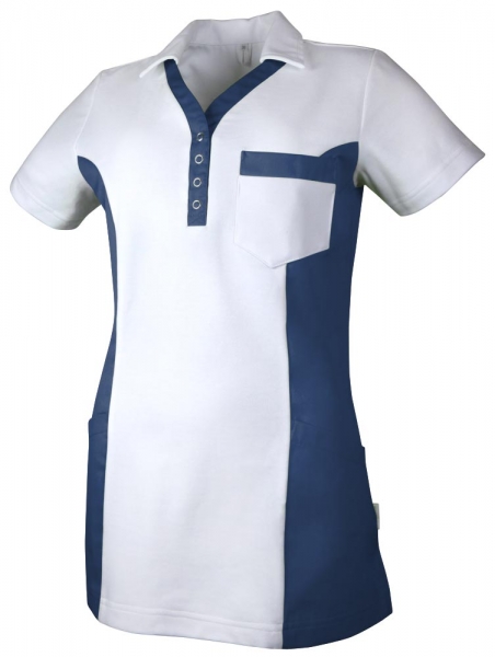 Teamdress-Service, Damen Polokasack, mit Brusttasche, weiß/marine