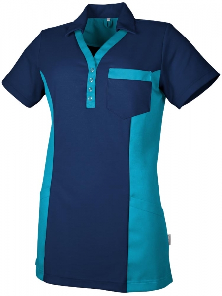 Teamdress-Service, Damen Polokasack, mit Brusttasche, marine/türkis