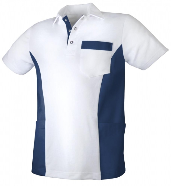 Teamdress-Service, Herren Polokasack, mit Brusttasche, weiß/marine
