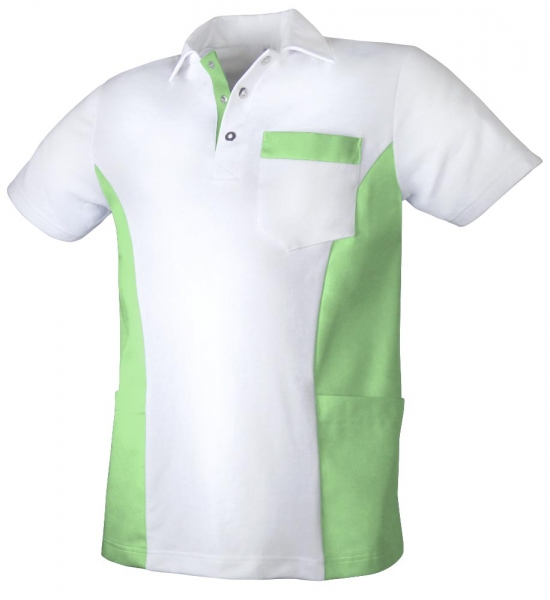 Teamdress-Service, Herren Polokasack, mit Brusttasche, weiß/grün