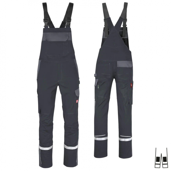 Latzhose ecoFlex +Refl. 17353 schwarz/grau