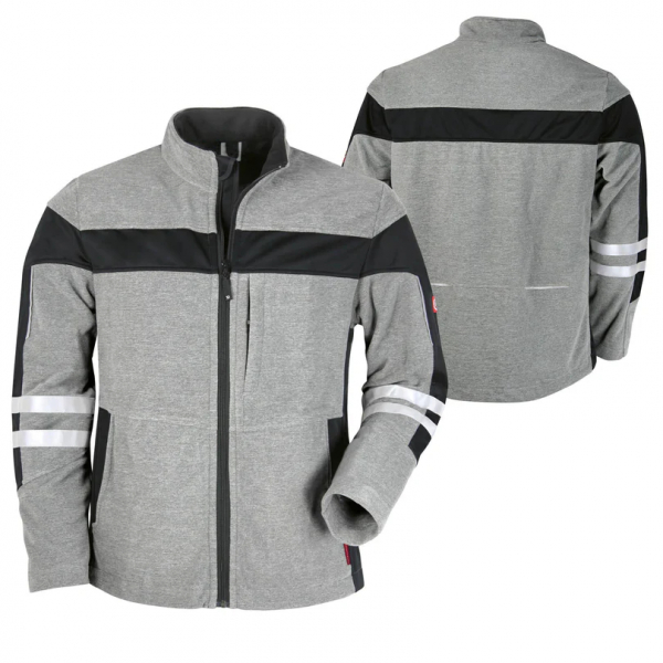 He-Fleecejacke ecoFlex +Ref17353 grau meliert/schw