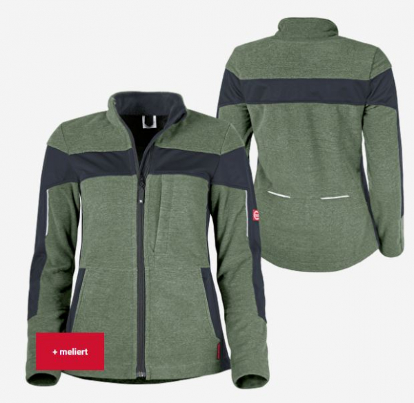 Damen-Fleecejacke ecoFlex oliv meliert/schwarz