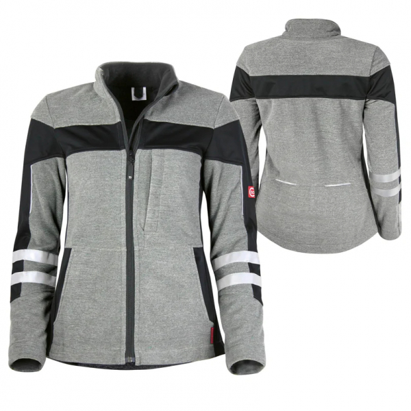Da-Fleecejacke ecoFlex +Ref17353 grau meliert/schw