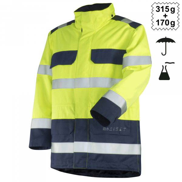 Teamdress-Jacke HighVisMulti leicht + CH, warngelb/marine