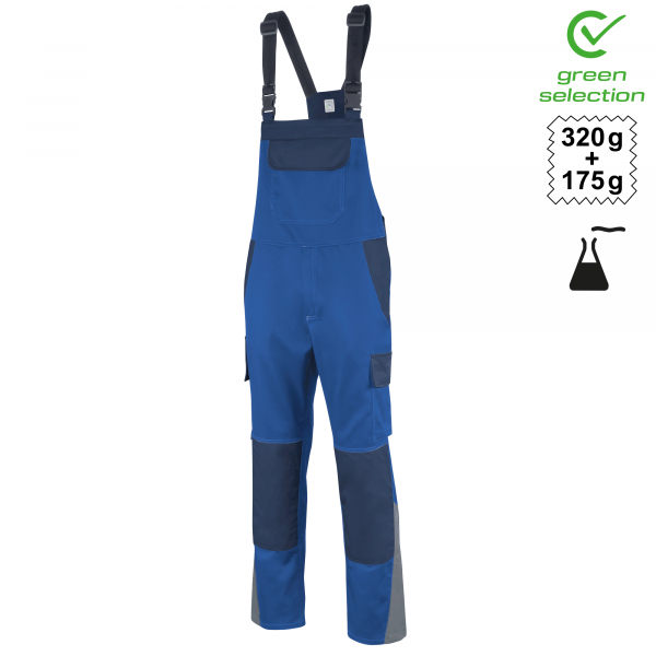 Teamdress-Latzhose EcoRover Safety Plus, blau/marine/grau