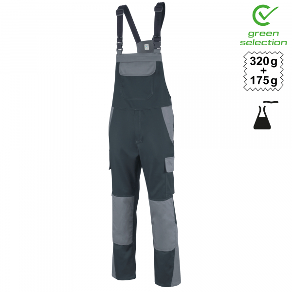 Teamdress-Latzhose EcoRover Safety Plus, schwarz/grau