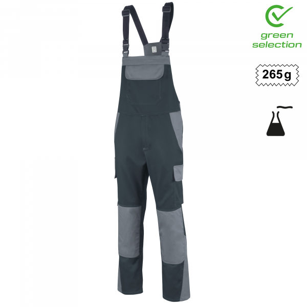 Teamdress-Latzhose ecoRover Safety, schwarz/grau